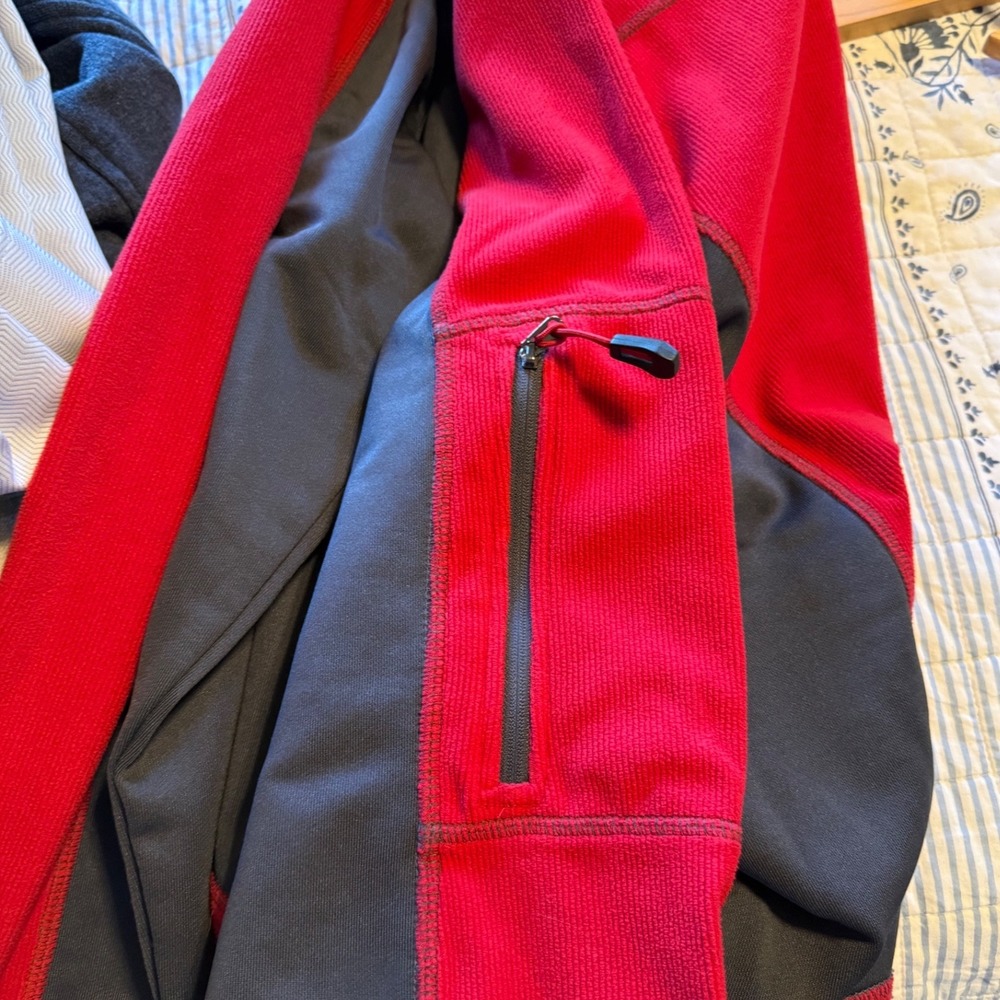 North End Mens Full Zip Fleece Jacket Red Gray Mock Neck Size Large L Colorblock - Picture 7 of 7